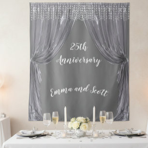 25. Hochzeitstag Silbervorhang Wandteppich