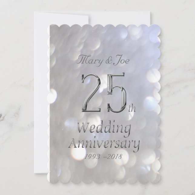 25. Hochzeitstag Silver Bokeh Typografie Karte (Vorderseite)