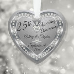 25. Hochzeitstag Silver Diamonds - Sake Ornament<br><div class="desc">Elegante Imitate (bedruckt) Silber und Diamanten 25. Jahrestag der Hochzeit Sake-Ornament-Design von Holiday Hearts Designs (Rechte vorbehalten). Vorlagenfelder werden für Sie zur Personalisierung mit Ihren Namen, Jubiläum und Datum zur Verfügung gestellt. Schriftart-Stile, -Größen und -Positionierung können über die Schaltfläche "Anpassen" angepasst werden. Wie bereits erwähnt, sind alle Effekte (Diamanten und...</div>