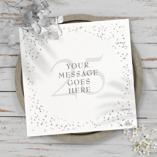 25. Hochzeitstag Silver Stardust Confetti Serviette (Von Creator hochgeladen)