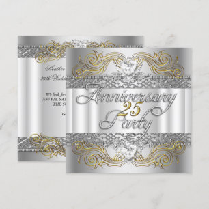 25. Hochzeitstag Silver White Gold Einladung