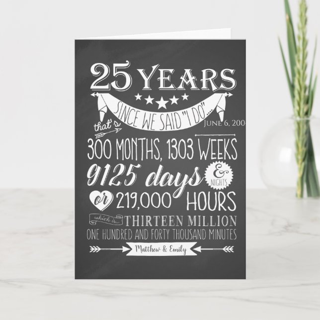 25. Hochzeitstag, Tafel, 25 Jahre Dankeskarte (Vorderseite)