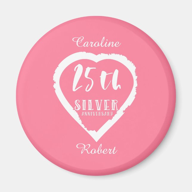 25. Hochzeitstag traditionelles Silber Magnet (Vorne)