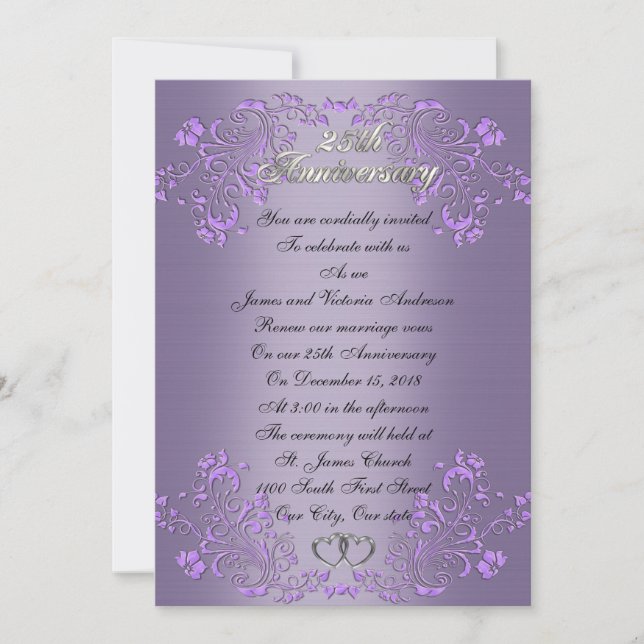 25. Hochzeitstag Verlängerung Lavender Einladung (Vorderseite)