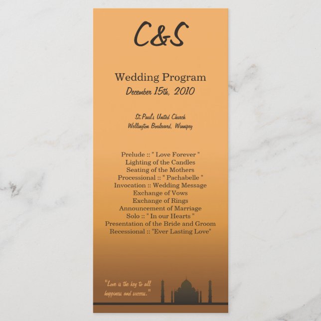 25 Indian Dream Wedding Programs Programm (Vorderseite)