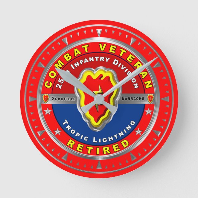 25. Infanterie Division Remüde Combat Veteran Runde Wanduhr (Vorderseite)