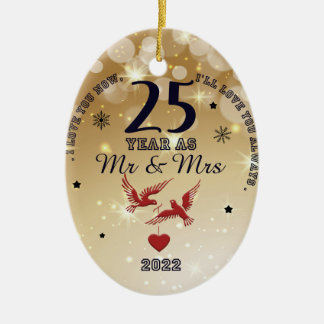 25 Jahre als Herr & Frau 2022 | glücklicher Jahres Keramik Ornament