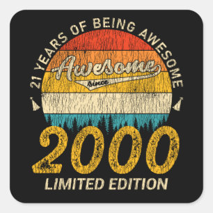25 Jahre alt 2000 Retro Phantastisch 25. Geburtsta Quadratischer Aufkleber