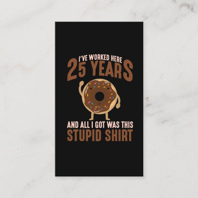 25 Jahre Arbeit Jahrestag Donut Arbeitnehmer Visitenkarte (Vorderseite)