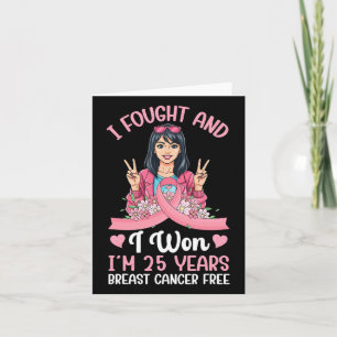 25 Jahre Brustkrebsüberlebung Sieger Pink Girl Karte