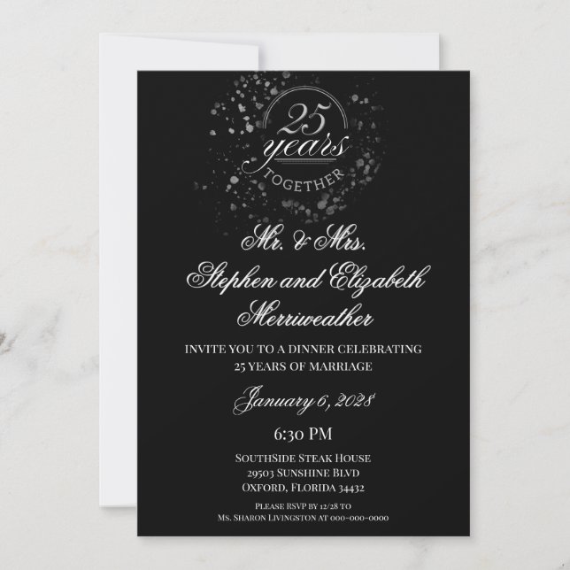 25 Jahre gemeinsam - Party zum Hochzeitstag Einladung (Vorderseite)