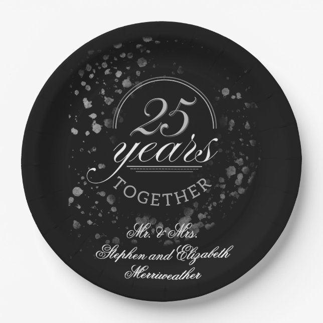 25 Jahre gemeinsam Party zum Silberjubiläum Pappteller (Vorderseite)