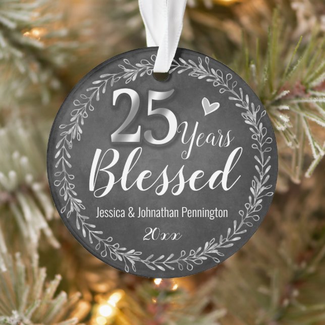 25 Jahre gesegnetes Hochzeitstil Ornament (Baum)