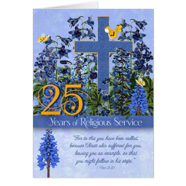 25 Jahre religiöser Dienst Larkspur-Schrift (Vorne)