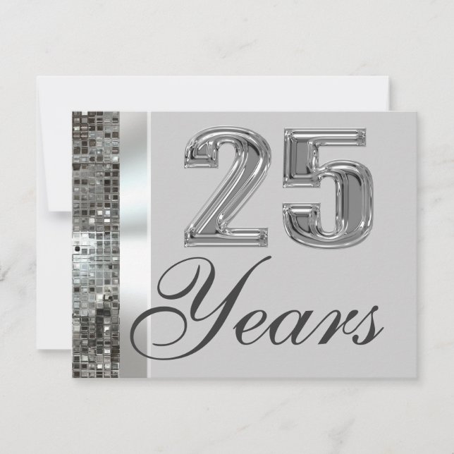 25 Jahre Silberner Jahrestag Elegante Einladung (Vorderseite)