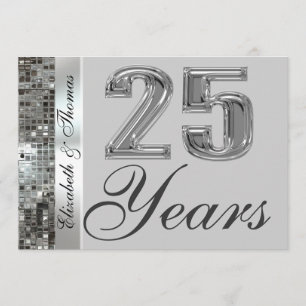 25 Jahre Silberner Jahrestag Elegante Einladung