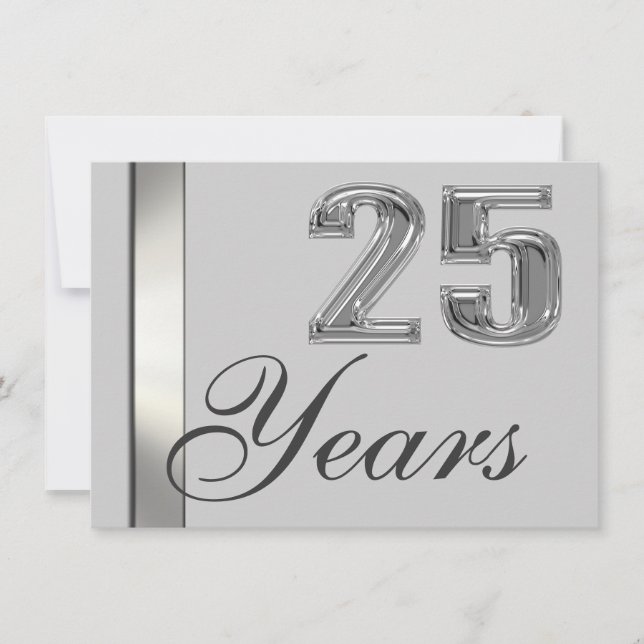 25 Jahre Silberner Jahrestag Elegante Einladung (Vorderseite)