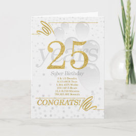 25 Jahre Sober Birthday Imitate Gold Glitzer Karte