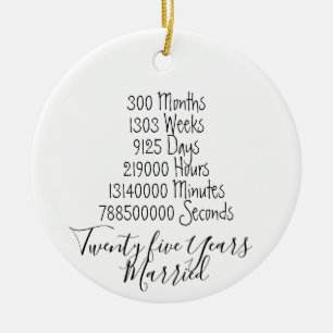 25 Jahre verheiratet Jubiläum 25. Hochzeit Keramik Ornament