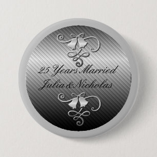 25 Jahre Verheirateter Silber-Personalisiert-Butto Button