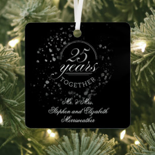 25 Jahre Zusammen Silberhochzeit Schwarz Ornament Aus Metall