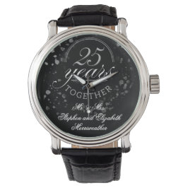 25 Jahre zusammen Silberne Hochzeit-Jubiläumsgesch Armbanduhr