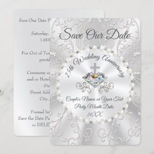 25. Jahrestag der Hochzeit SAVE the DATE Cards Einladung