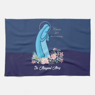 25. Jahrestag des religiösen Lebens Nun Pink Blume Geschirrtuch