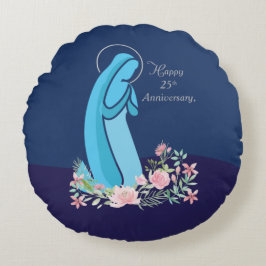 25. Jahrestag des religiösen Lebens Nun Pink Blume Rundes Kissen