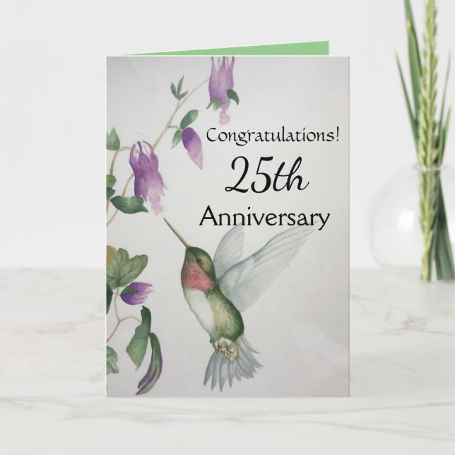 25. Jahrestag Herzlichen Glückwunsch Hummingbird Karte (Vorderseite)