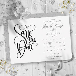 25. Jahrestag Save the Date Kalender Liebe Herz