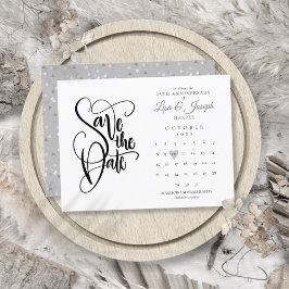 25. Jahrestag Save the Date Kalender Liebe Herz Ankündigungspostkarte