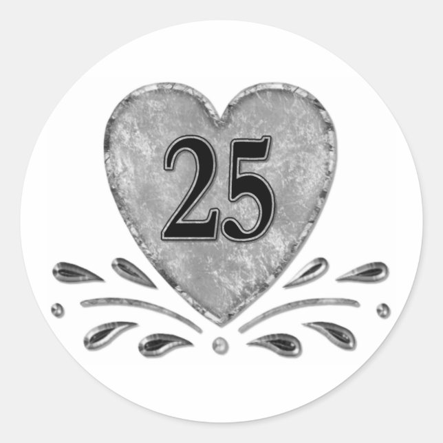25. Jahrestag - Silber Runder Aufkleber (Vorderseite)
