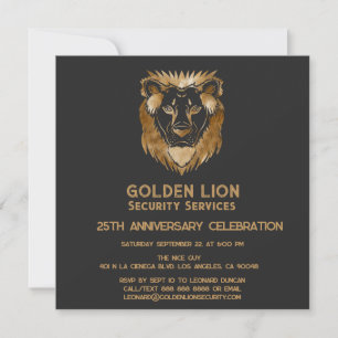 25-jähriges Luxe Black Gold Lion Business-Logo Einladung