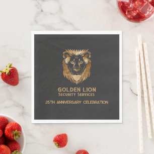 25-jähriges Luxe Black Gold Lion Business-Logo Serviette