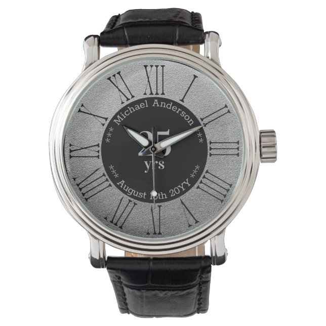 25-jähriges Ruhestand oder Jahrestag Personalisier Armbanduhr (Vorderseite)