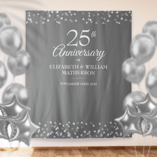 25-jähriges Silver Heart Foto Stand Hintergrund Wandteppich