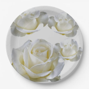 25. Jubiläum bearbeitbare Silver Rose Pappteller