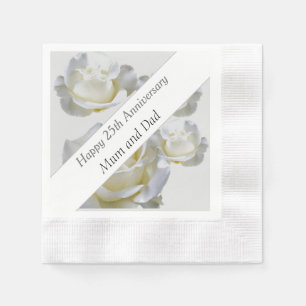 25. Jubiläum bearbeitbare Silver Rose Serviette