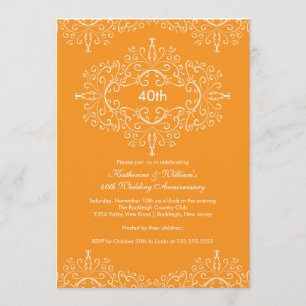 25. Jubiläum Damask Einladung Orange White