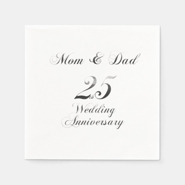 25. Jubiläum Eltern Silver Wedding Serviette (Vorderseite)