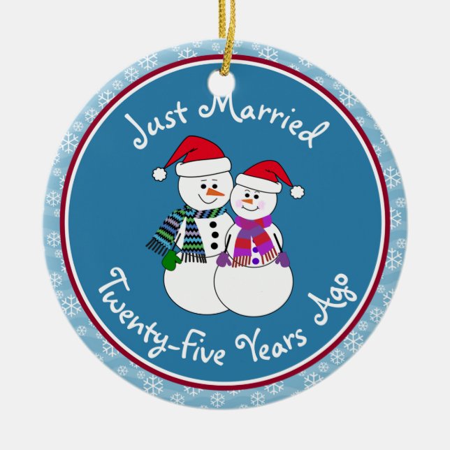 25. Jubiläum Geschenk Spaß Schnee Couple Weihnacht Keramik Ornament (Vorne)