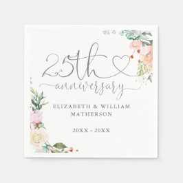 25. Jubiläum Heart Script Rose Blumengestelle Serviette