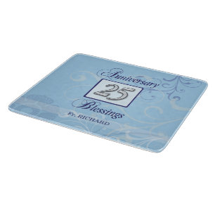 25. Jubiläum in Blau und Silber Schneidebrett