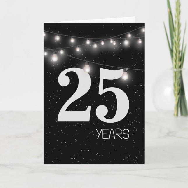 25. Jubiläum mit Leuchten und Sternen Karte (Vorderseite)