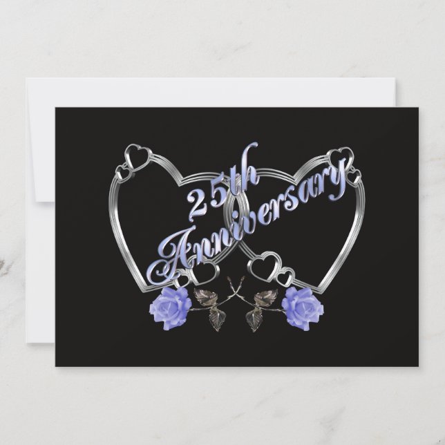 25. Jubiläum Party Einladung Silberblaue Rose (Vorderseite)