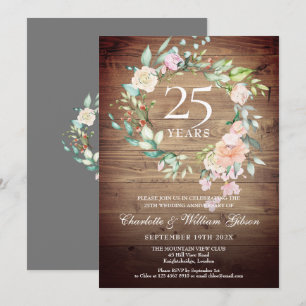 25. Jubiläum Rustic Boho Wood Rose Garland Einladung