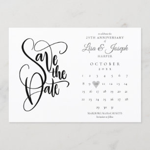 25. Jubiläum Save-the-Date-Kalender Liebesherz Einladung