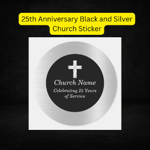 25. Jubiläum Schwarzes und Silbernes Kirchen Anden Runder Aufkleber