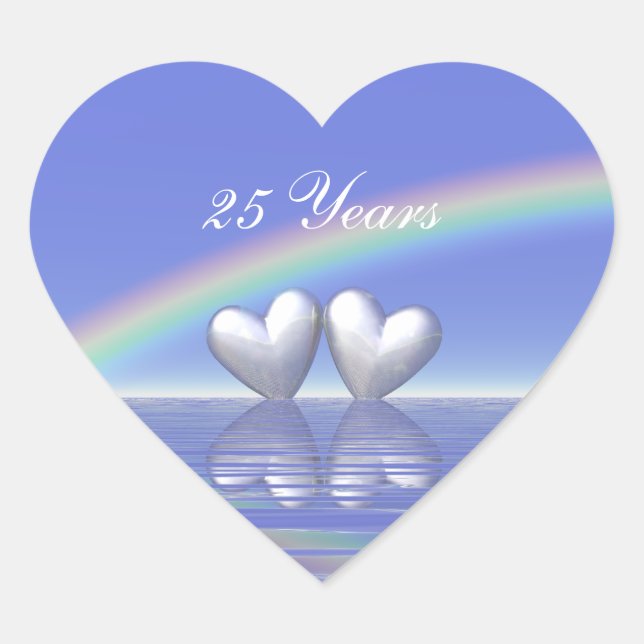 25. Jubiläum Silberherzen Herz-Aufkleber (Vorderseite)